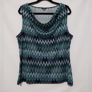 Tahari Arthur S. Levine Size XL Sleeveless Green Blue Black EUC